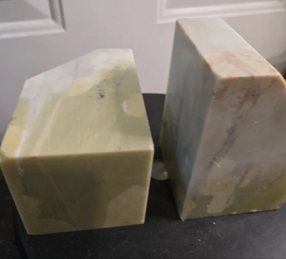 Light Green Marble Alabaster Bookends